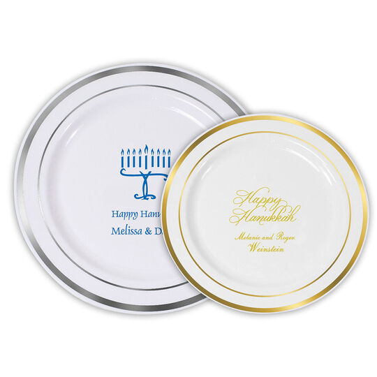 Design Your Own Hanukkah Premium Banded Plastic Plates